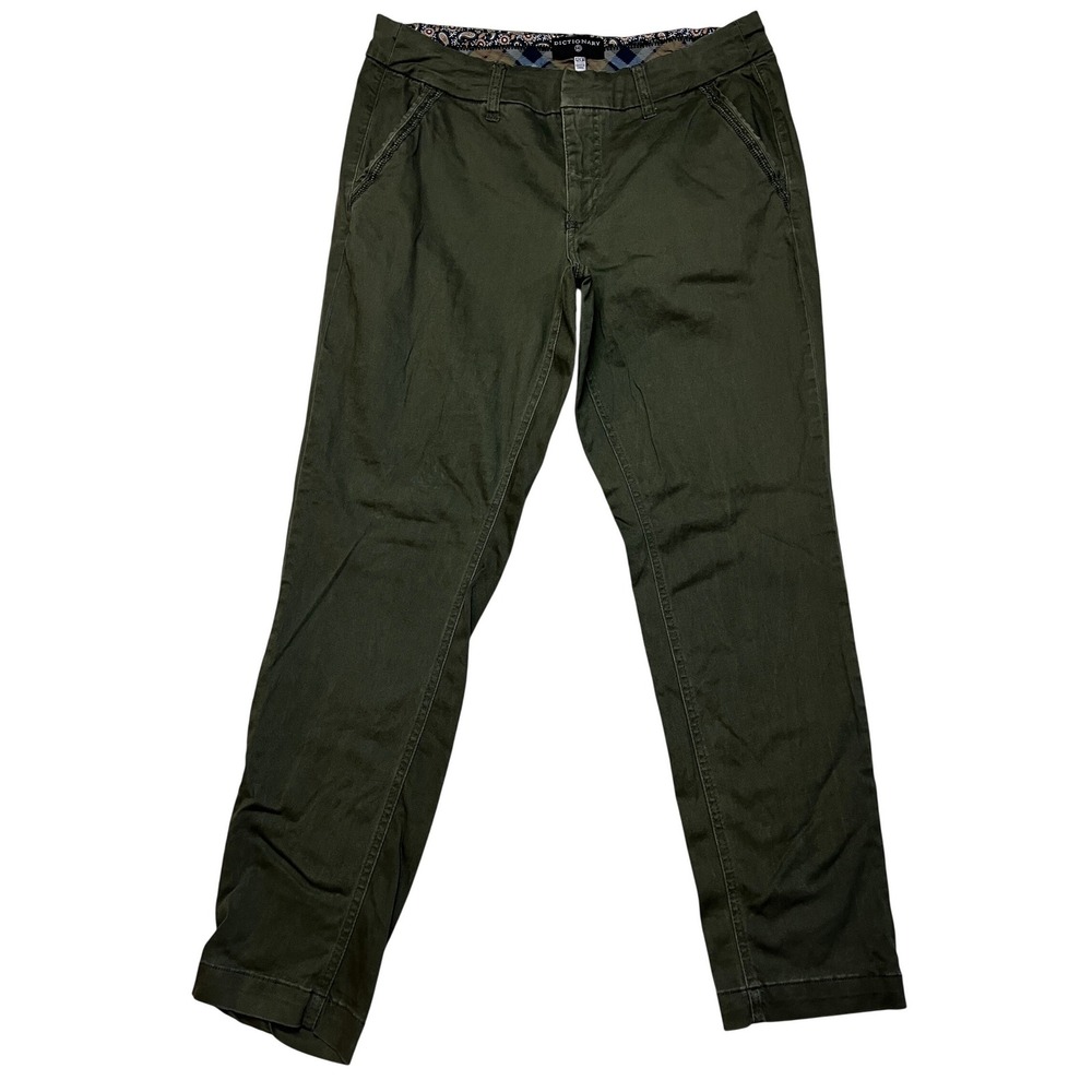 Dictionary Chino Pants Womens 12/31 Green Slim Fit Cotton Stretch DV19023P-5F